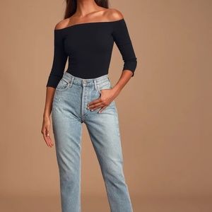 NWT Black Off-the-Shoulder Bodysuit